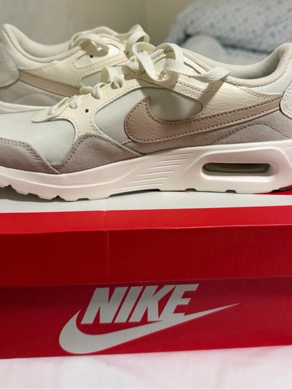 Nike Women’s Cream and Light Gray Air-Enhanced Casual Sneakers